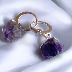 Aros de Amatista Bañados en Plata