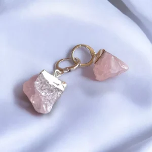 Aros de Cuarzo Rosa Bañados en Plata