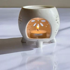 Difusor de Aromas para Velas de Cerámica con Diseño de Flores Blanco