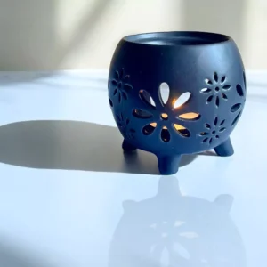 Difusor de Aromas para Velas de Cerámica con Diseño de Flores Negro