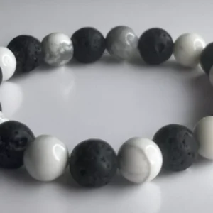 Pulsera de Piedra Volcánica y Howlita: Equilibrio y Energía Natural
