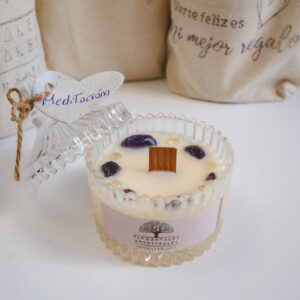 Vela Bombonera Pequeña 80 Gr. Con Aromaterapia Y Piedras Energeticas